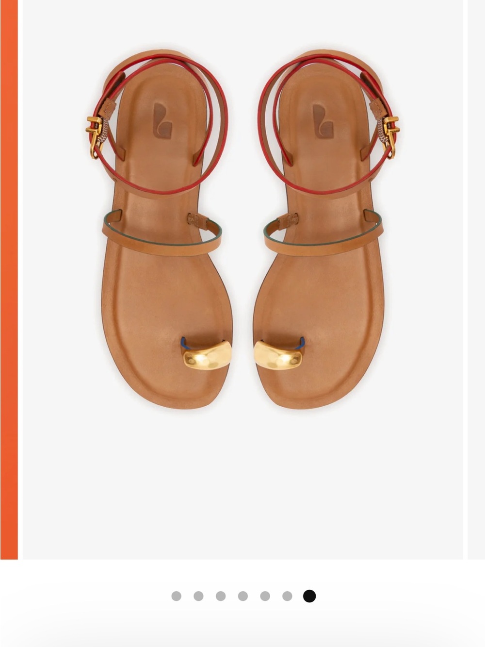 Larroude Two-Tone Leather Toe-Ring Sandals in Tan